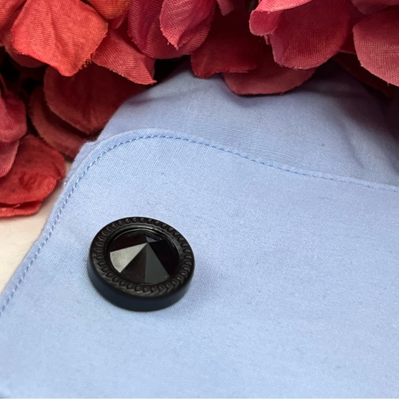 Elegant Round Black Obsidian Cufflinks - Picture 15 of 17